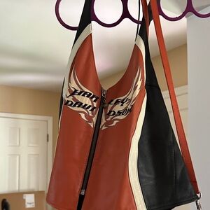 Harley-Davidson Leather Crop Top in Black and Orange